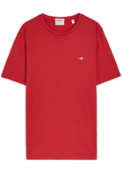 Gant Logo-embroidered Cotton T-shirt Red