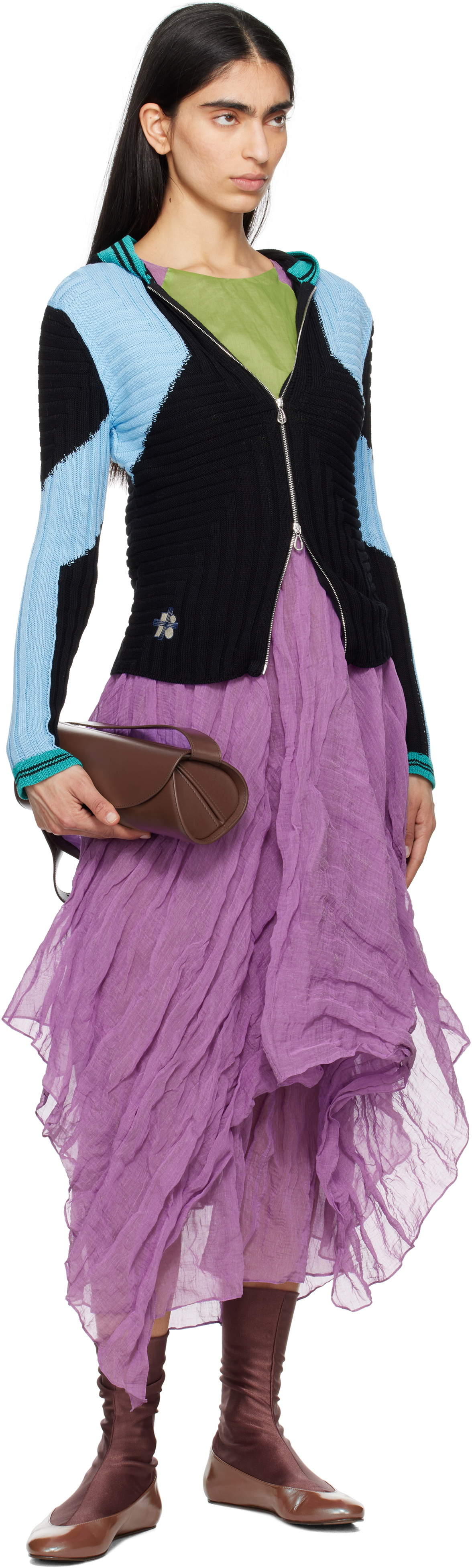 Kiko Kostadinov Black & Blue Quimby Fitted Knit Hoodie