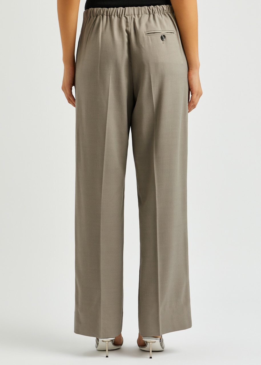 Acne Studios Pleated Straight-leg Woven Trousers Grey