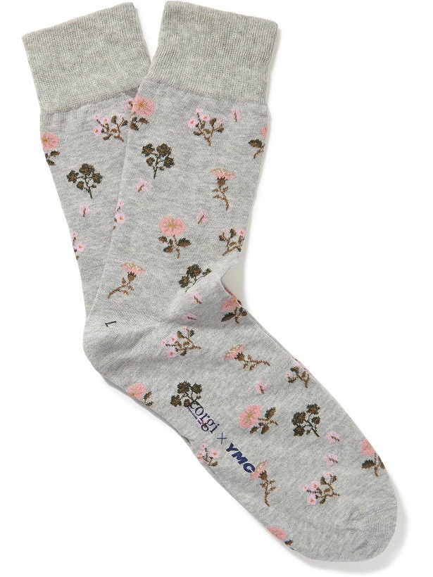 Photo: YMC - Corgi Mélange Printed Cotton-Blend Socks