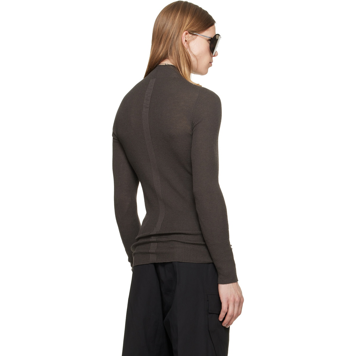 Rick Owens Brown Tower Ribbed Lupetto Sweater