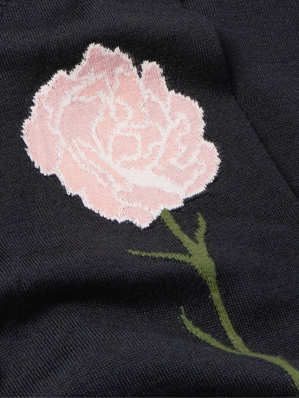 Simone Rocha - Carnation Intarsia Wool and Silk-Blend Sweater - Black