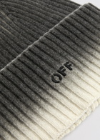 Off-white Logo-embroidered Dégradé Wool Beanie - White And Black - One Size