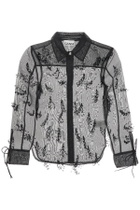 GANNI fringed organza shirt Black