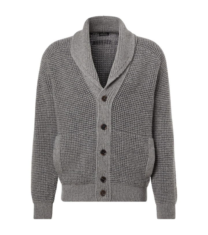 Photo: Zegna Waffle-knit cashmere and mohair cardigan