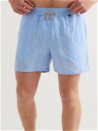 Rubinacci - Straight-Leg Mid-Length Cotton and Linen-Blend Swim Shorts - Blue