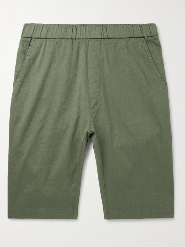 Photo: BARENA - Linen and Cotton-Blend Shorts - Green - IT 46