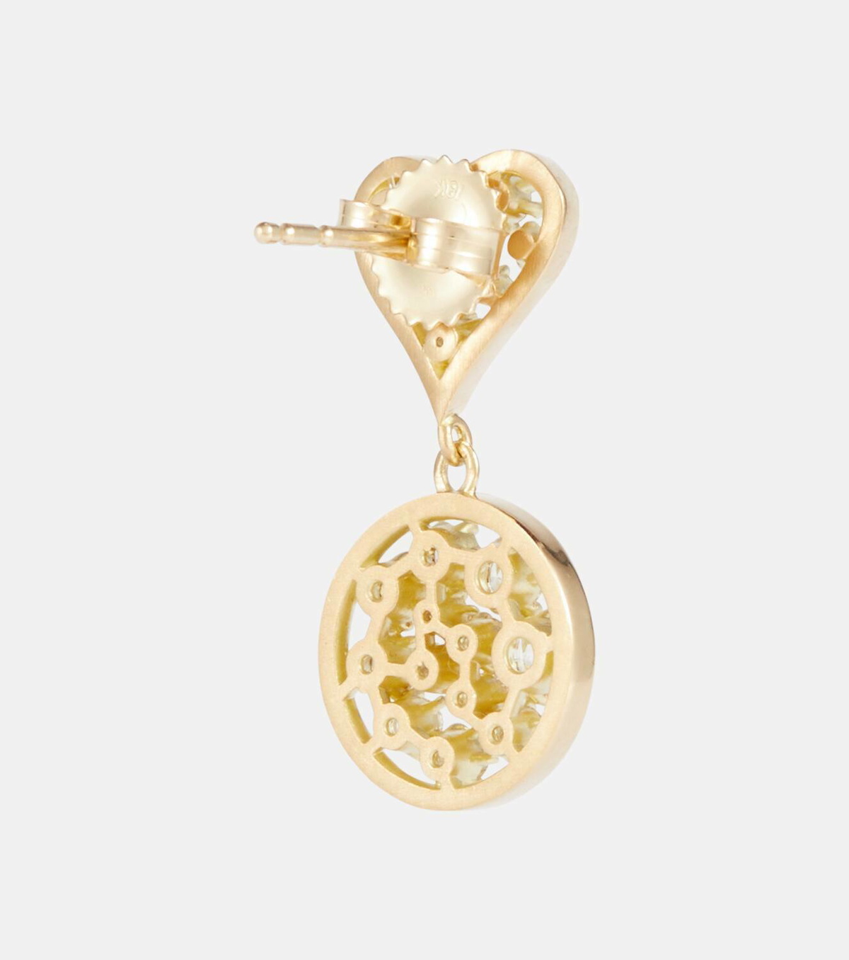 Jade Trau Margot Heart 18kt gold drop earrings with diamonds