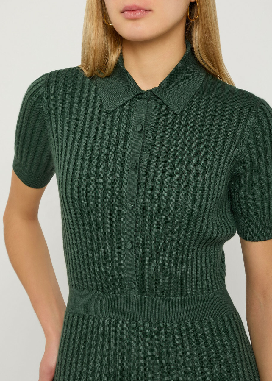 Gabriela Hearst Amor Ribbed Cashmere-blend Midi Shirt Dress Green