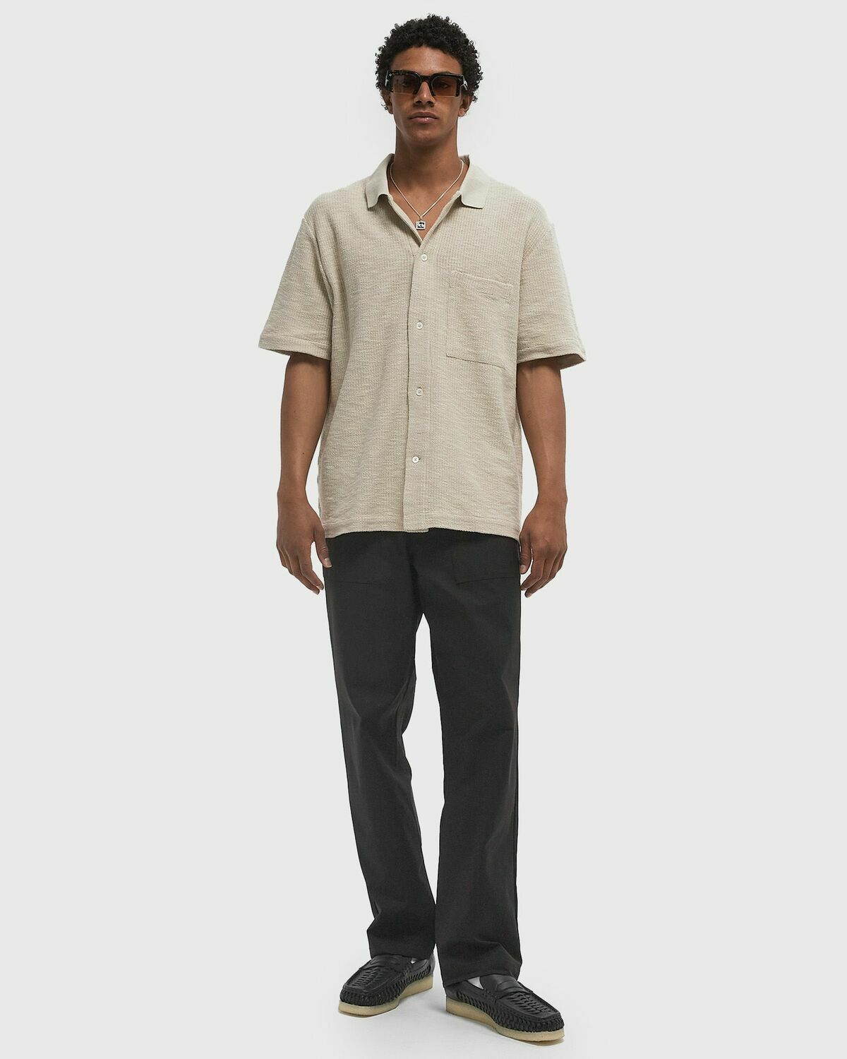 Norse Projects GUSTAV CROCHET JERSEY SHIRT Beige Mens Shortsleefe