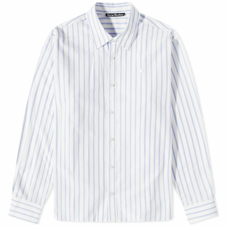 Photo: Acne Studios Men's Sarlie Stripe Face Shirt in White/Dusty Blue