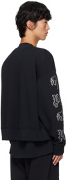 Palm Angels Black Gothic Logo Studded Sweatshirt