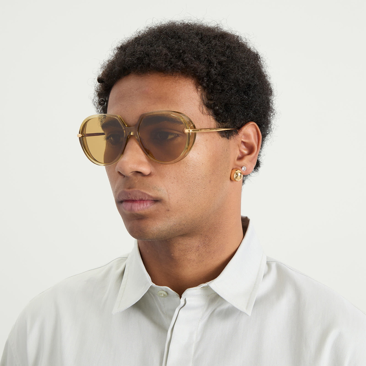 Bottega Veneta Eyewear Bottega Veneta BV1436S Drop Sunglasses in Yellow/Gold/Brown 