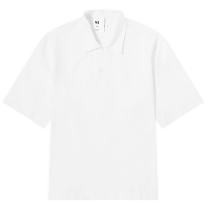 Photo: MHL by Margaret Howell Men's Offset Plackett Polo Shirt in White