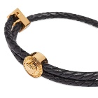 Versace Men's Medusa Band Leather Bracelet in Black/Gold