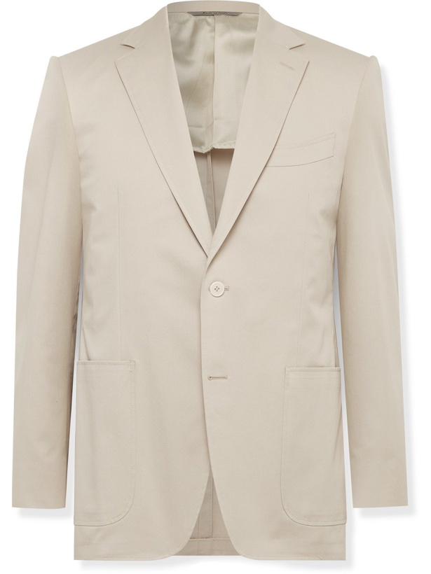 Photo: CANALI - Slim-Fit Cotton-Blend Twill Suit Jacket - Neutrals