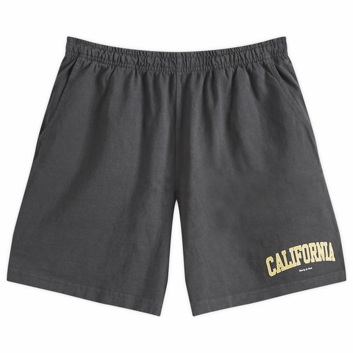 Photo: Sporty & Rich Men's California Gym Shorts in Faded Black/Gold