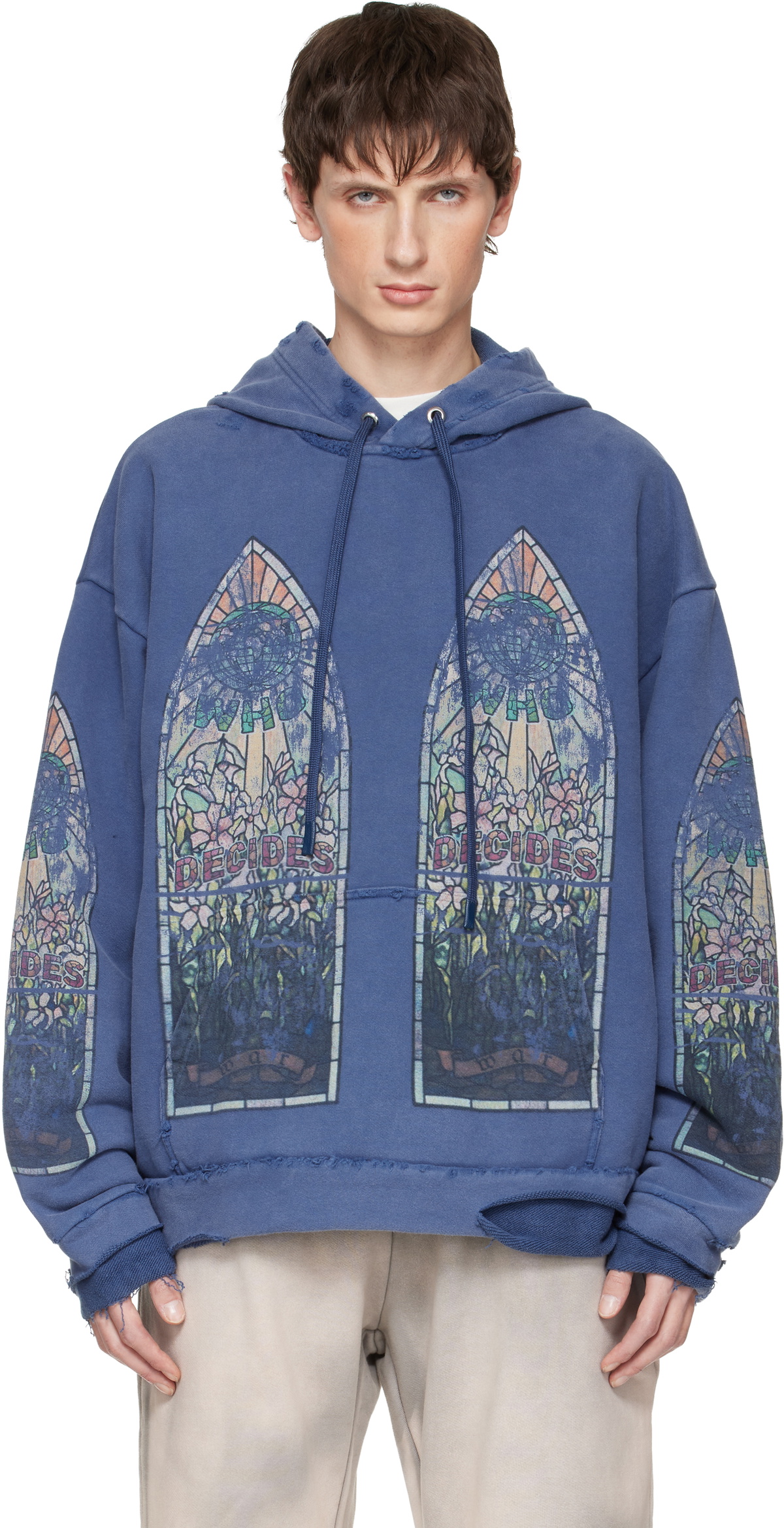 Who Decides War Blue Faded Hoodie