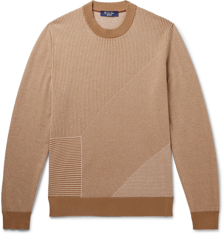 Photo: Loro Piana - Roadster Striped Cashmere-Jacquard Sweater - Neutrals