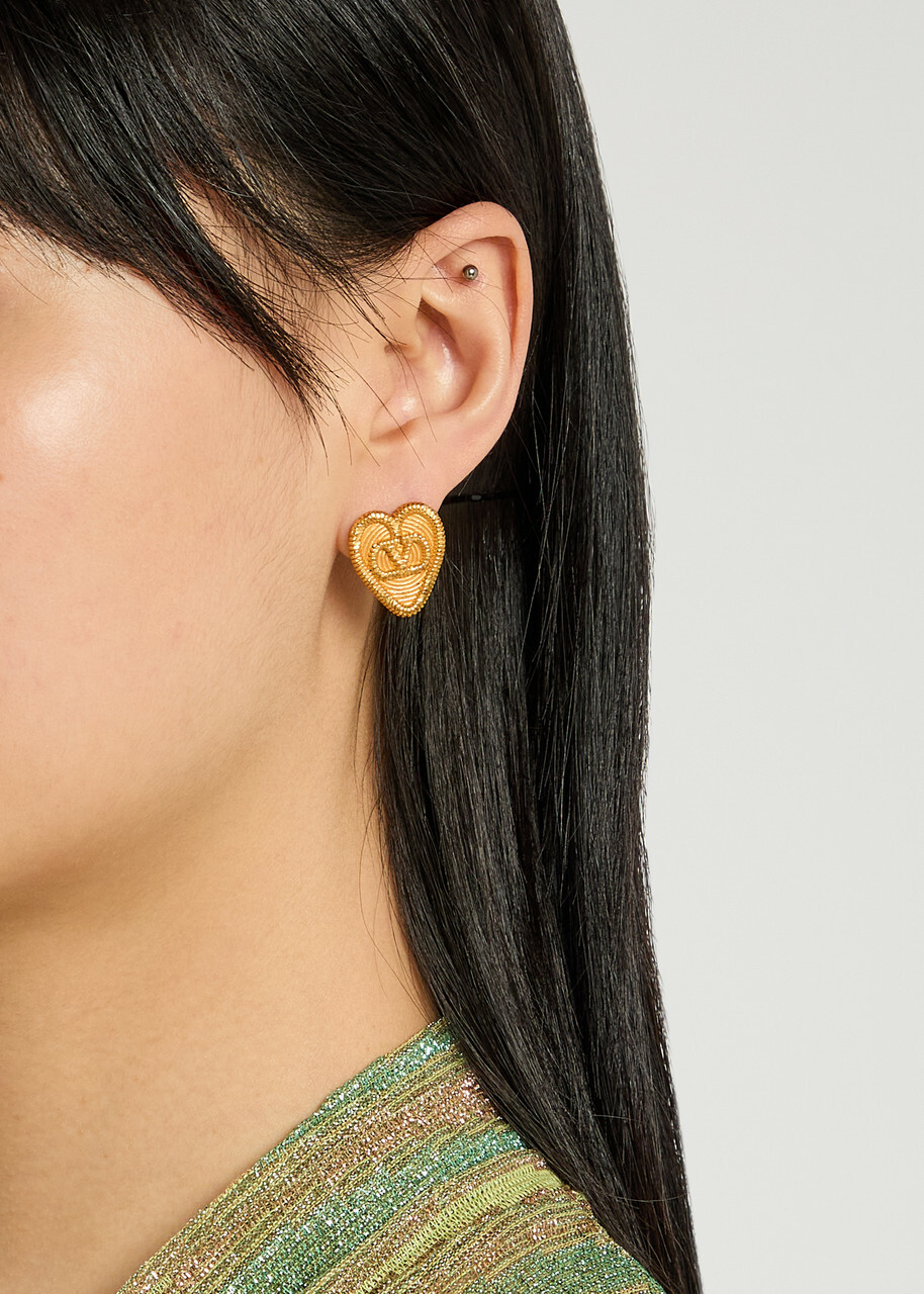 Valentino Fil Perdu Heart Stud Earrings - Brass - One Size