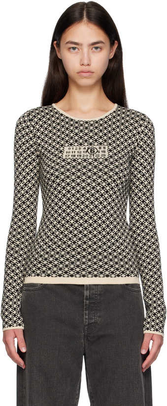 Photo: MM6 Maison Margiela Beige & Black Allover Check Sweater