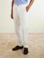 Eleventy - Straight-Leg Stretch-Cotton and Silk-Blend Trousers - White