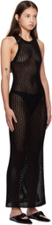 St. Agni Black Cotton Crochet Maxi Dress