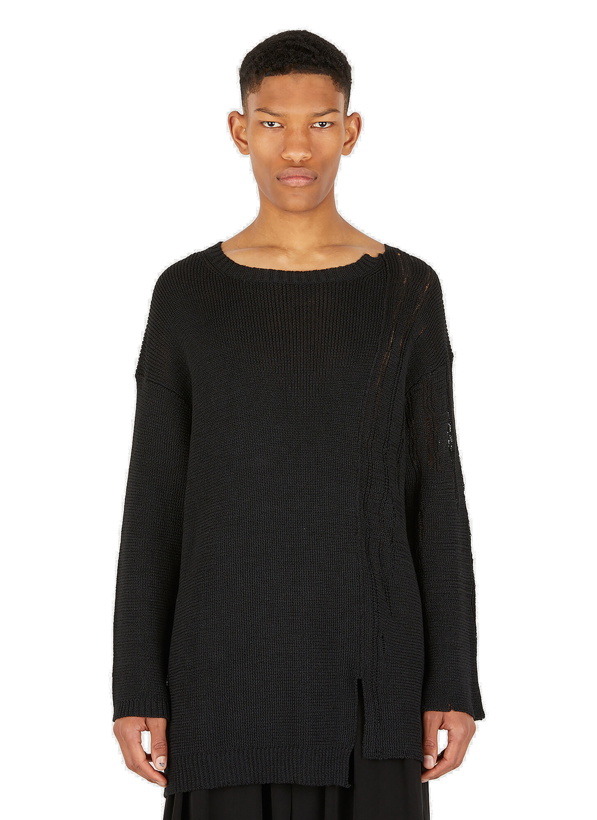 Photo: Distressed Long Sleeve Sweater in Black