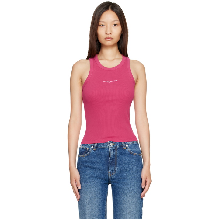 Photo: Givenchy Pink Slim Fit 'Givenchy Paris' Tank Top