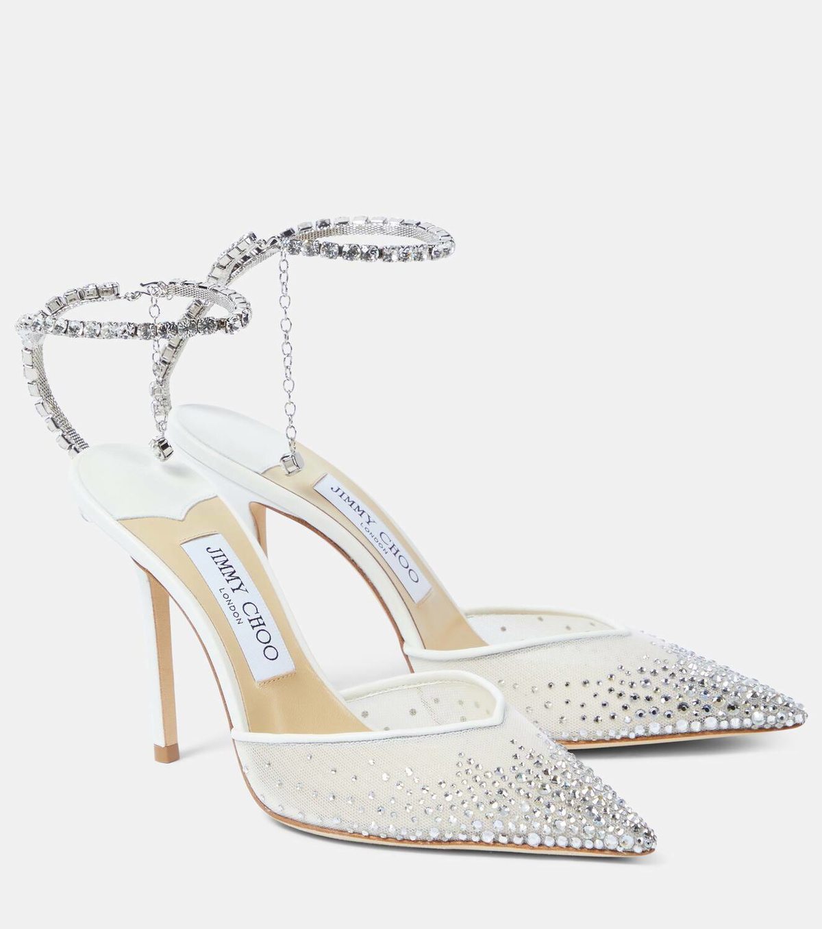 Jimmy Choo Saeda 100 embellished satin pumps Jimmy Choo