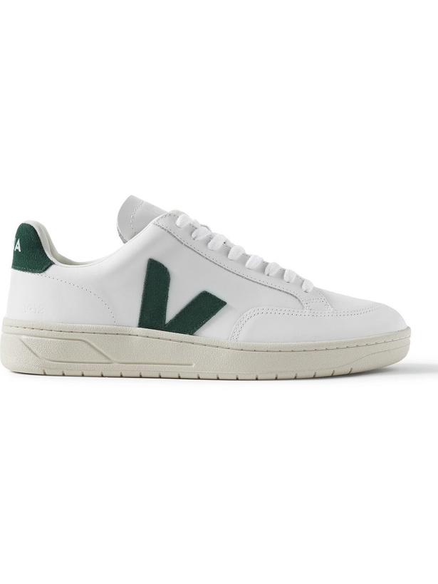 Photo: Veja - V-12 Suede-Trimmed Leather Sneakers - White