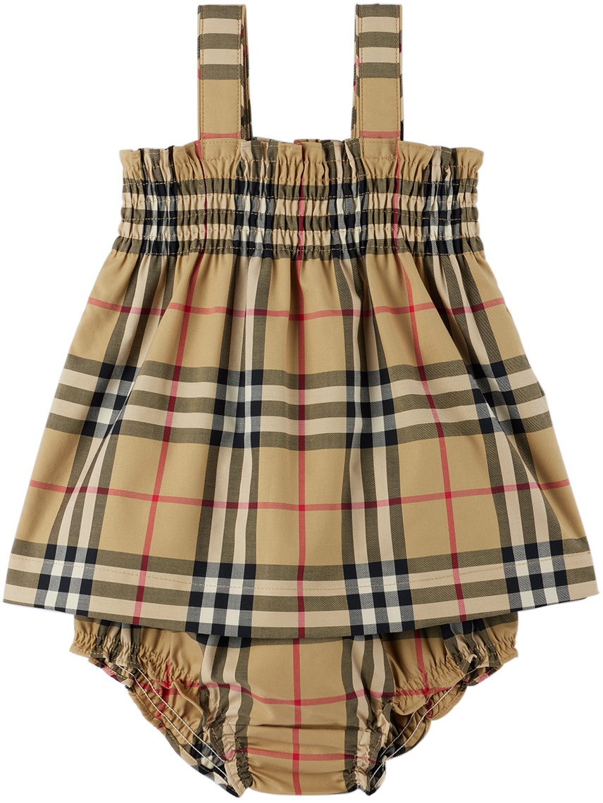 Photo: Burberry Baby Beige Vintage Check Dress & Bloomers Set