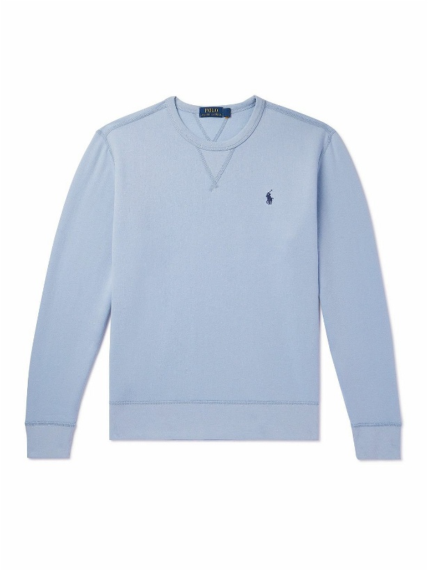 Photo: Polo Ralph Lauren - Logo-Embroidered Cotton-Blend Jersey Swetear - Blue