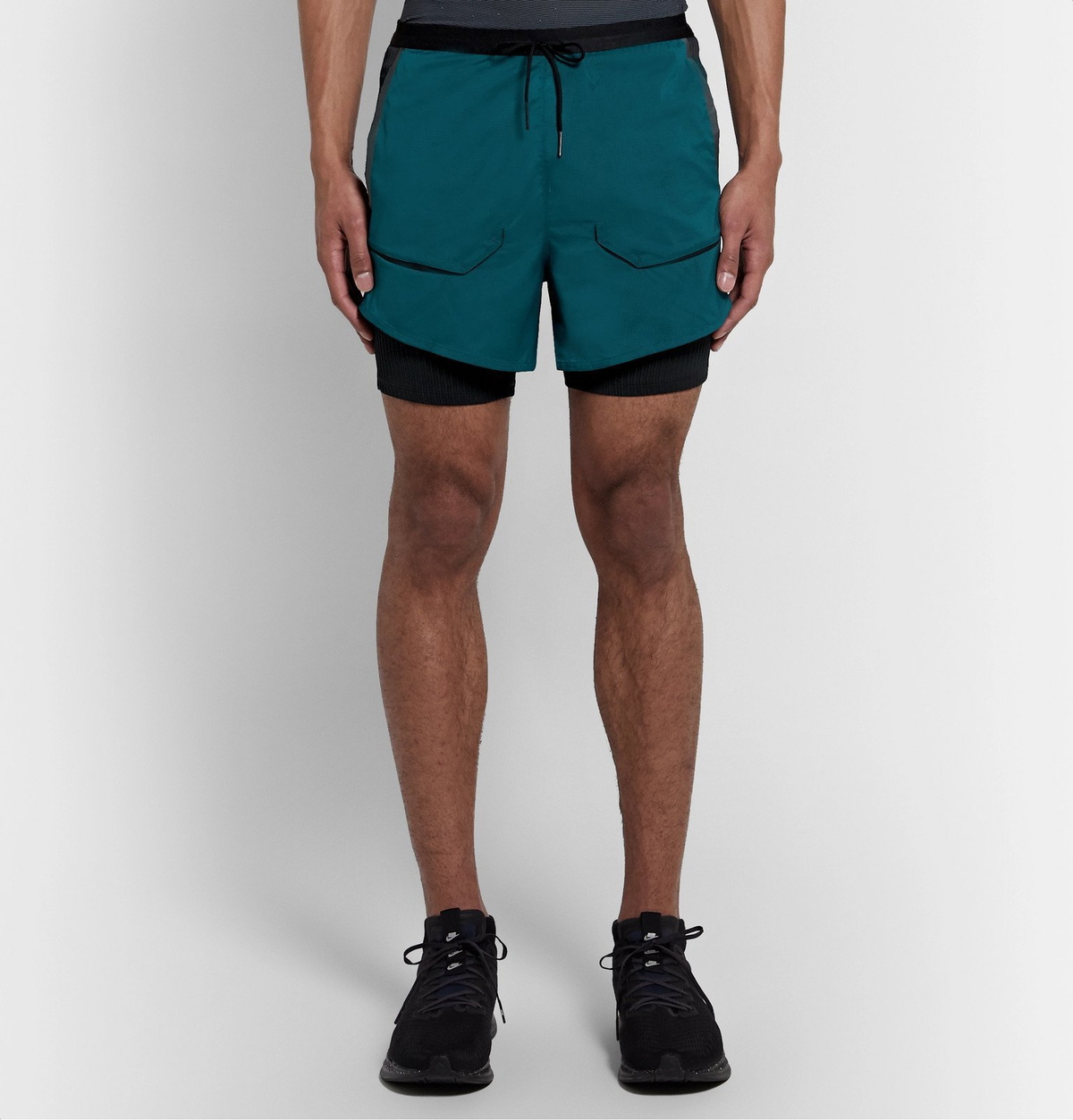 Nike Running - Tech Pack 2-in-1 Slim-Fit Ribbed Stretch-Jersey and Ripstop  Shorts - Green Nike Running