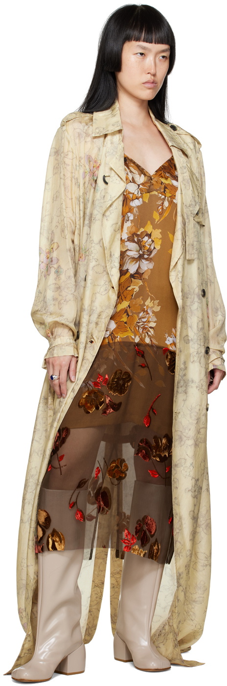 Dries Van Noten Off-White Floral Trench Coat Dries Van Noten