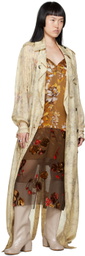 Dries Van Noten Off-White Floral Trench Coat