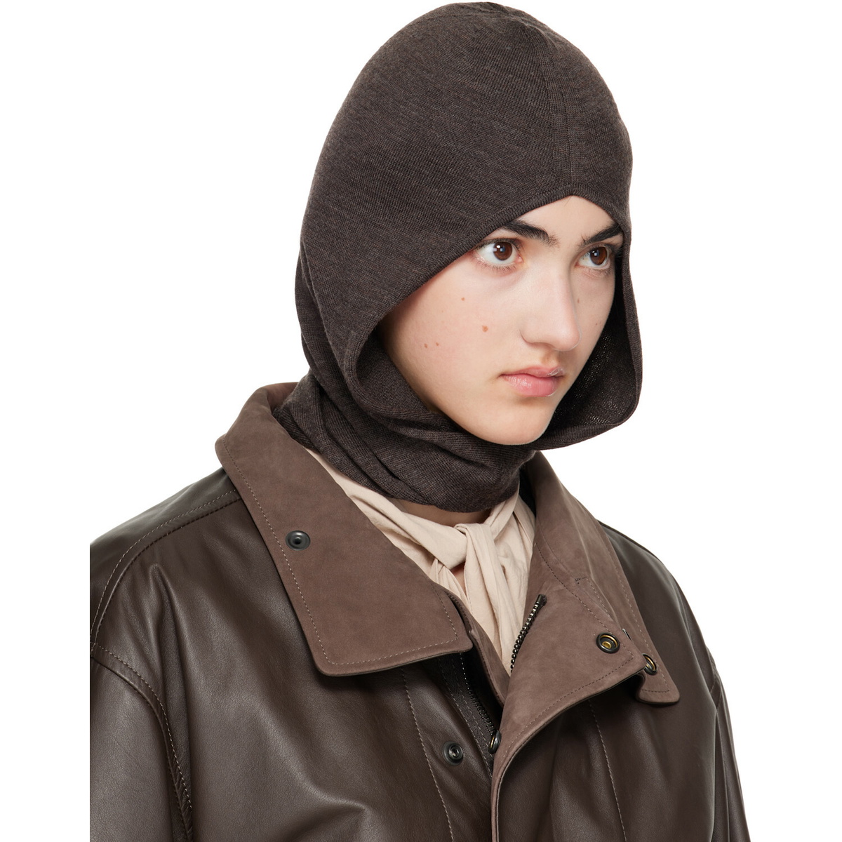 LEMAIRE Brown Fine Wool Hood