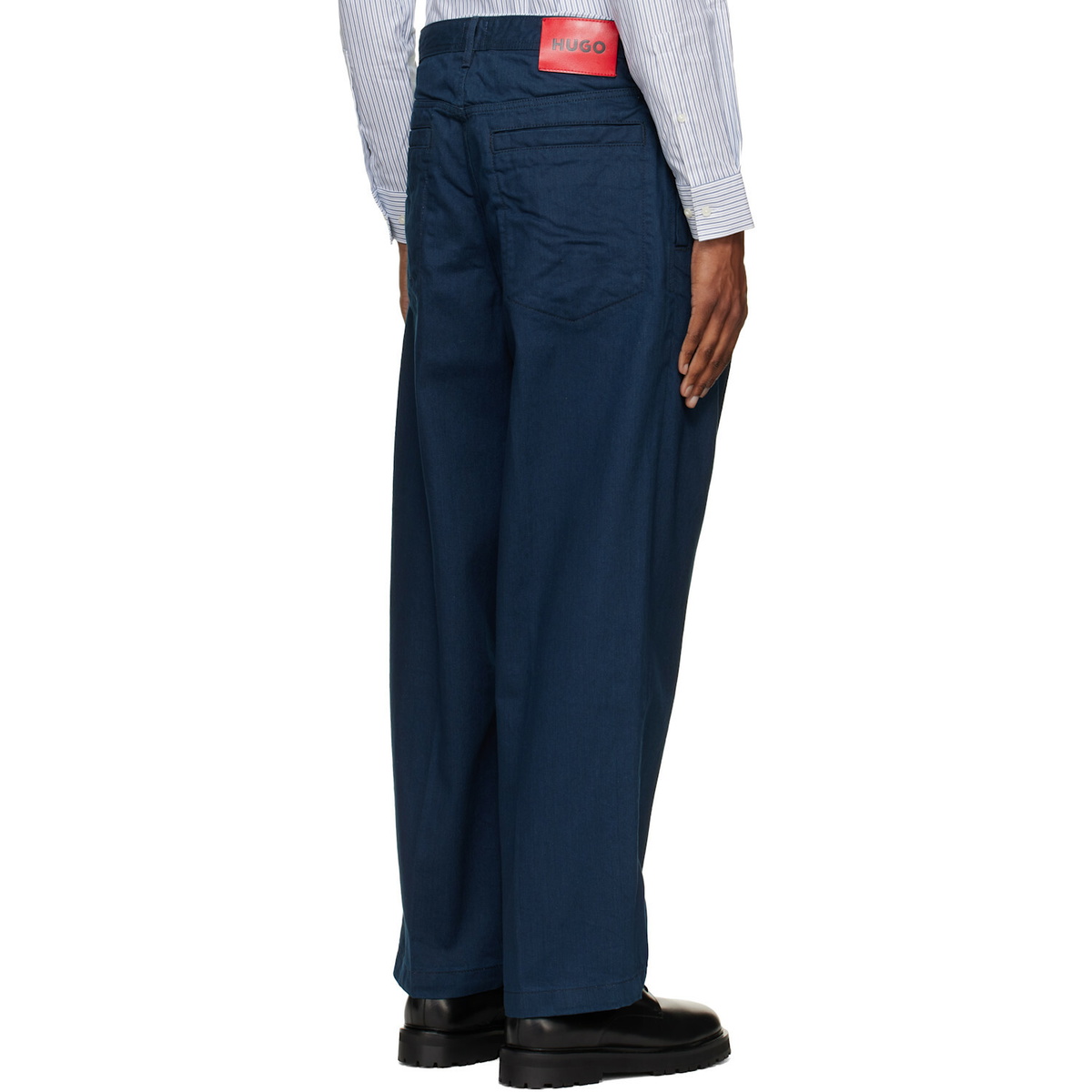 Hugo Navy Relaxed-Fit Soft Cotton Jeans