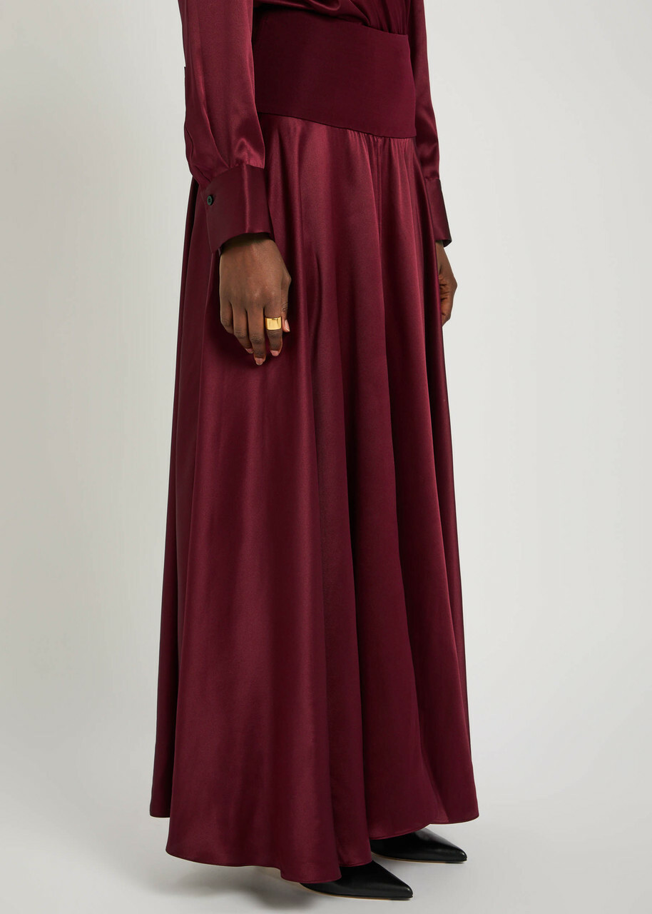 Esse Studios Illi Silk Maxi Skirt Burgundy