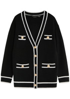 Alice + Olivia Bradford Wool-blend Cardigan Black And White