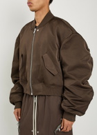 Rick Owens Secchia Flight Satin Bomber Jacket Dark Brown