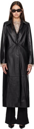 Nour Hammour Black Gotham Leather Coat