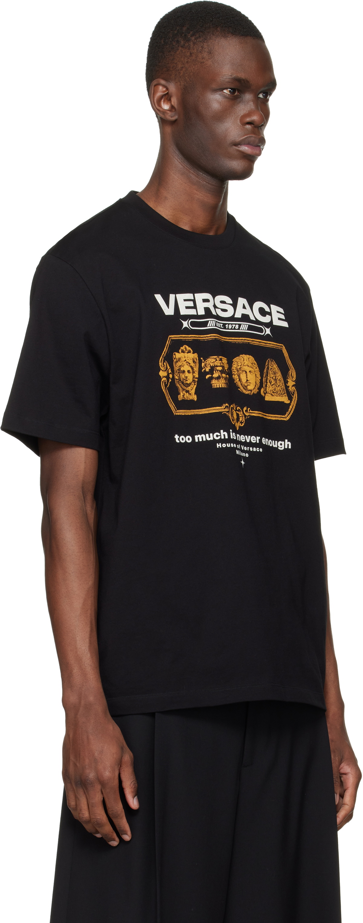 Versace Black Compact Cotton-Jersey T-shirt