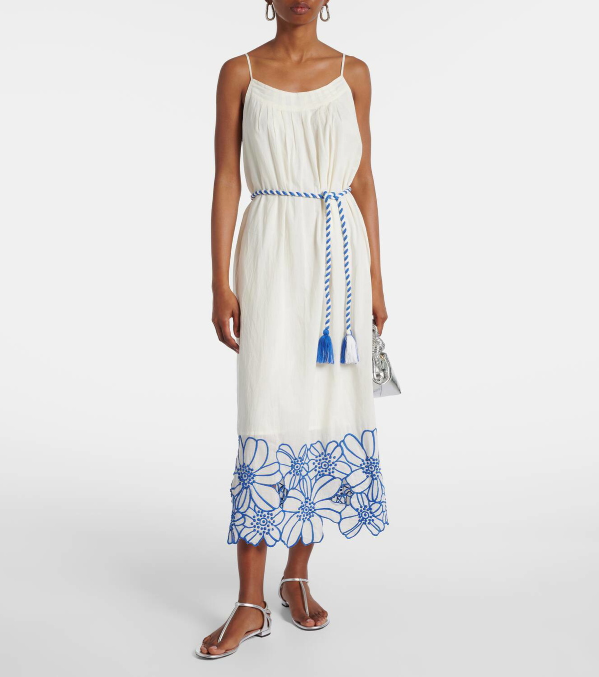 Velvet Juliette embroidered cotton midi dress