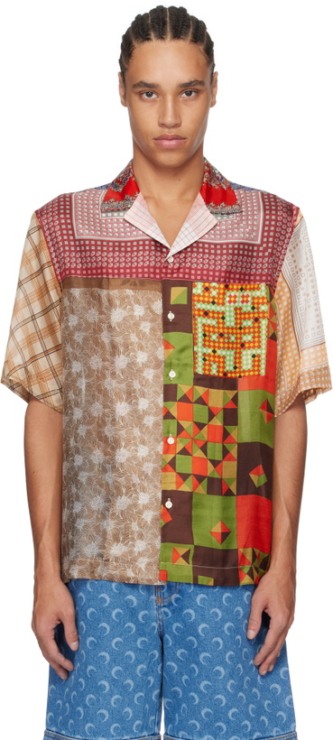 Photo: Marine Serre Multicolor Regenerated Silk Scarves Bowling Shirt