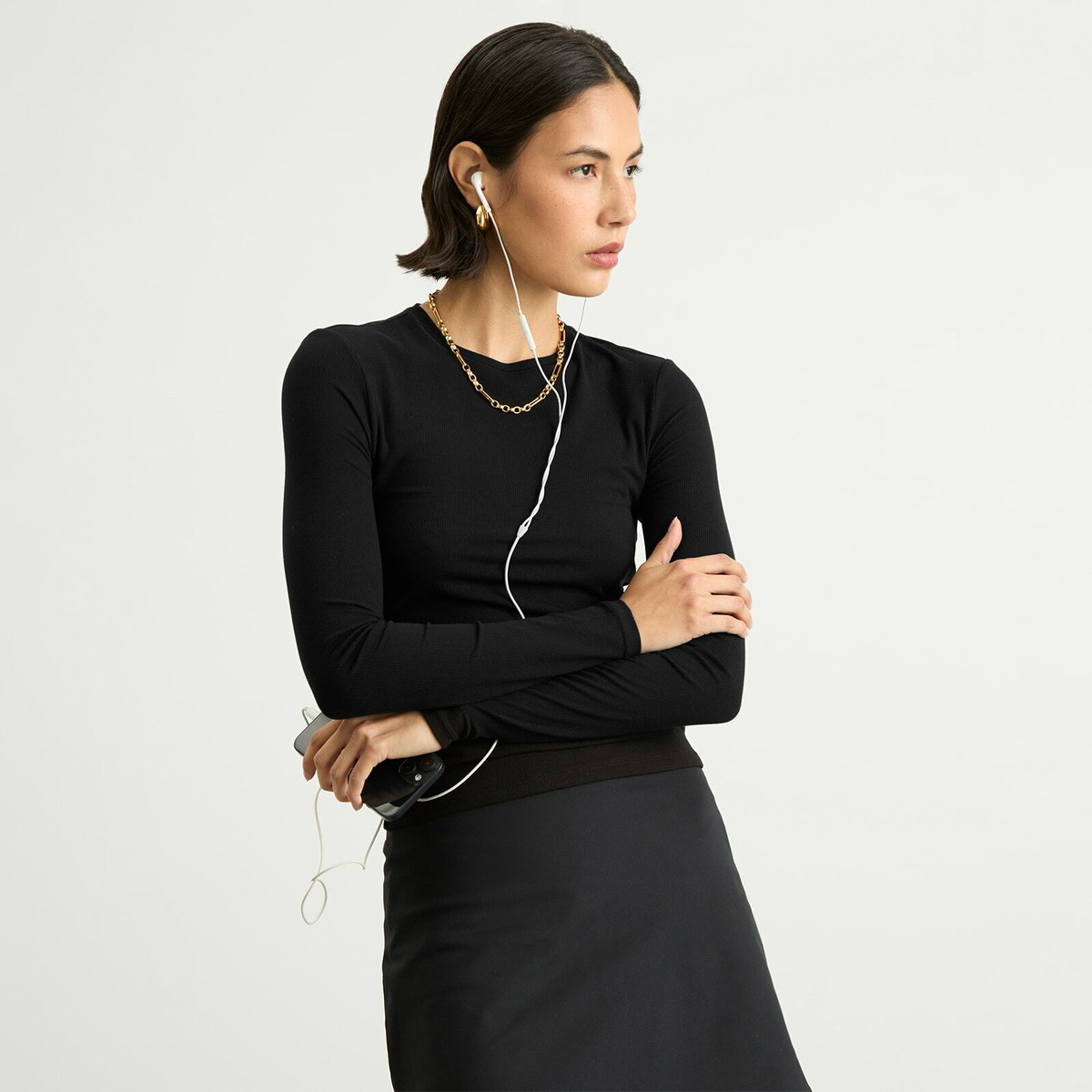 TALA Women's 365 Long Sleeve Long Line T-Shirt in Black