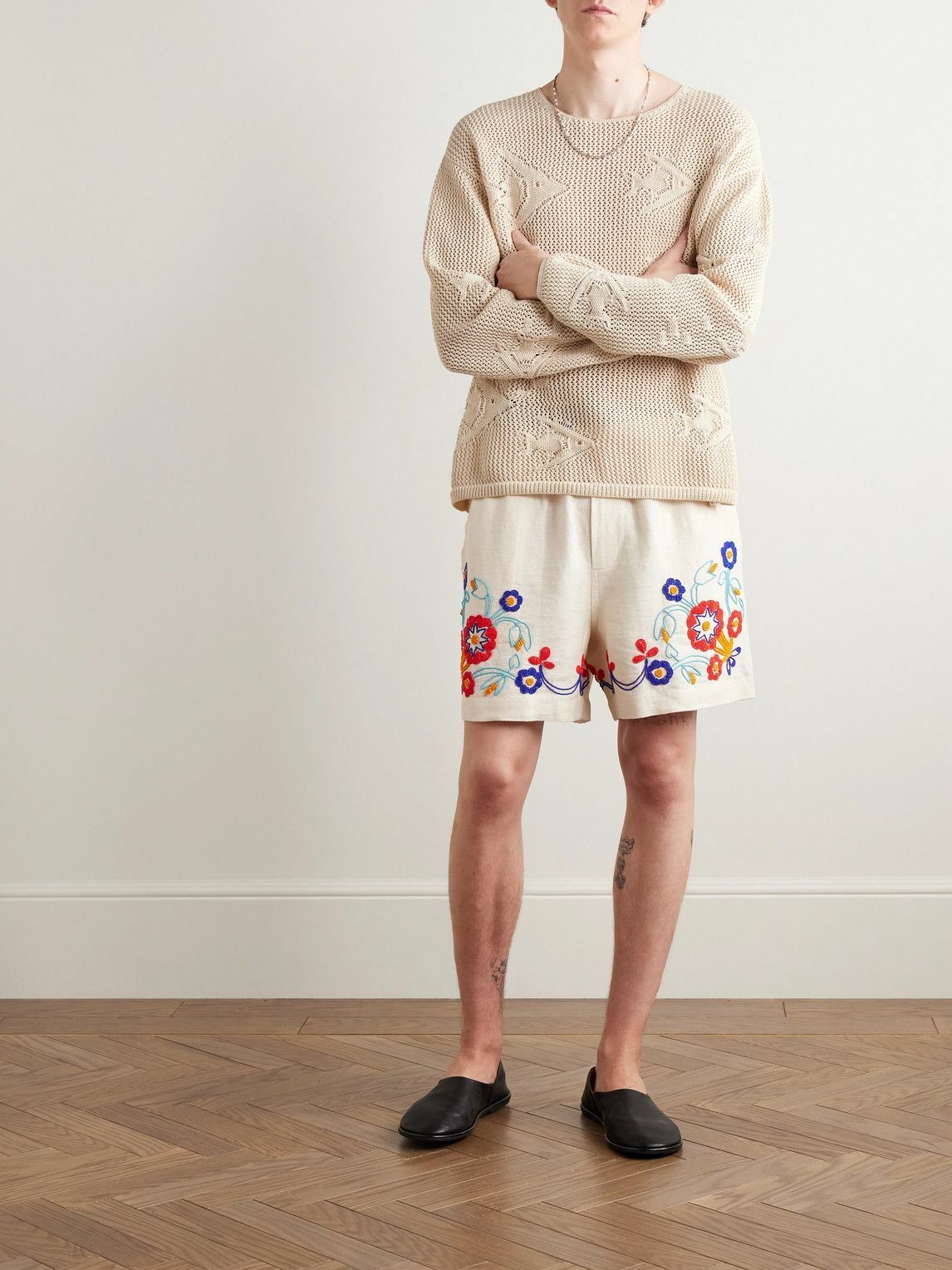 BODE - Angel Fish Open-Knit Cotton Sweater - Neutrals Bode