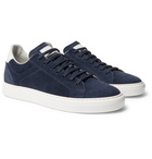 Brunello Cucinelli - Leather-Trimmed Brushed-Suede Sneakers - Blue