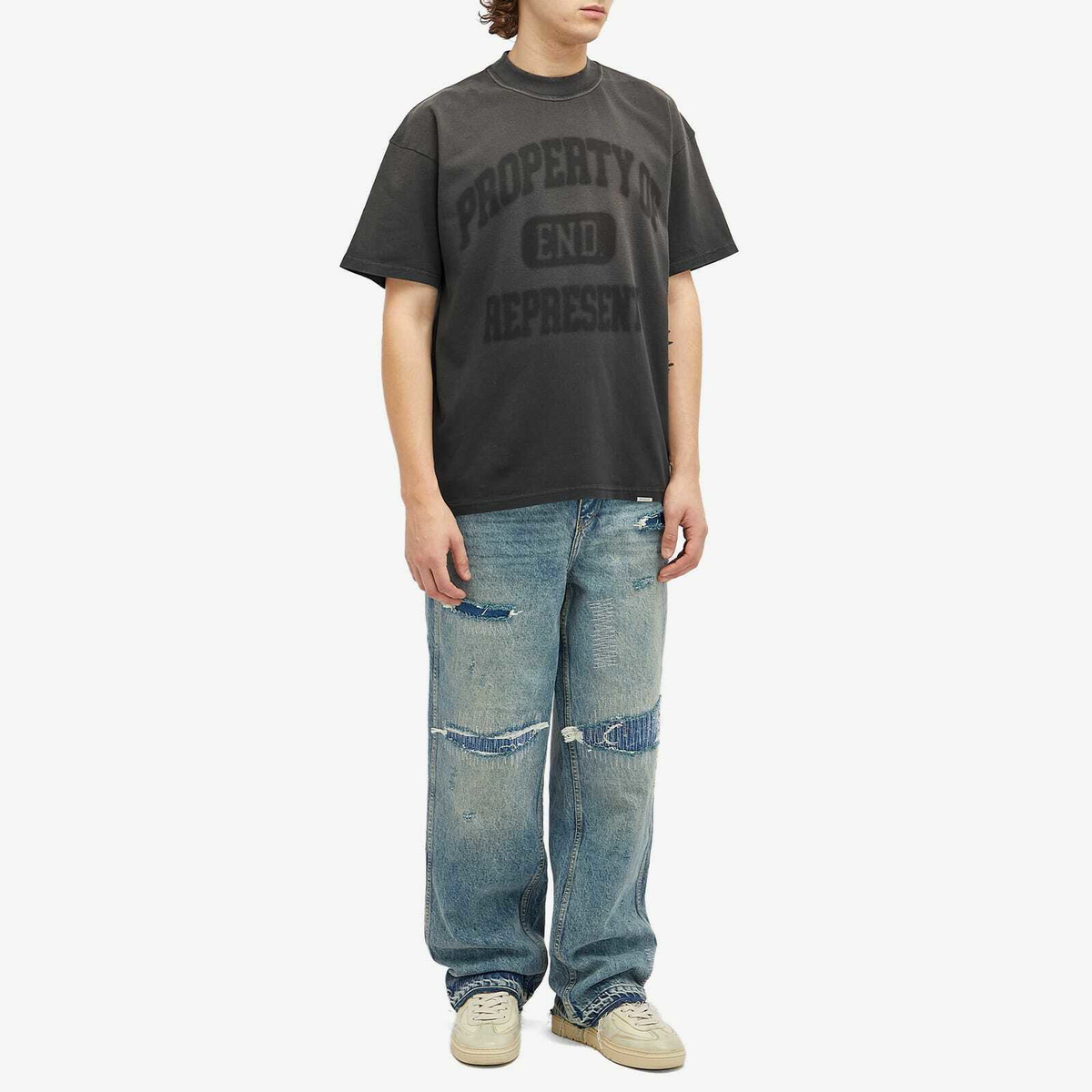 END. x Represent Property Of T-Shirt in Stained Black