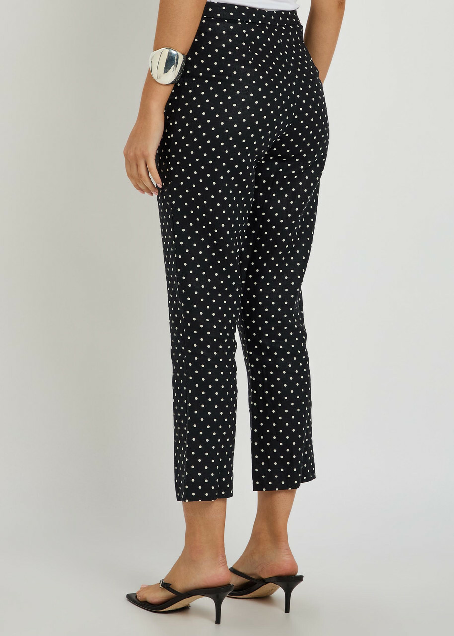 Faithfull The Brand Iria Polka dot Linen Capri Trousers Black And White